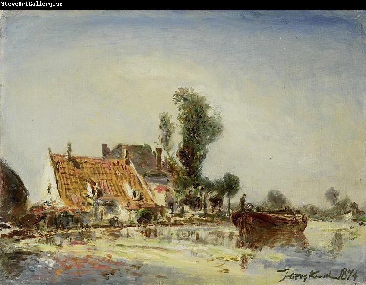 Johan Barthold Jongkind Houses along a Canal near Crooswijk